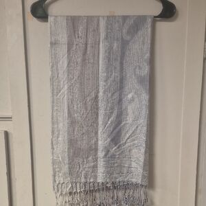 Charming Charlie Silver Metallic Fringe Wrap Scarf